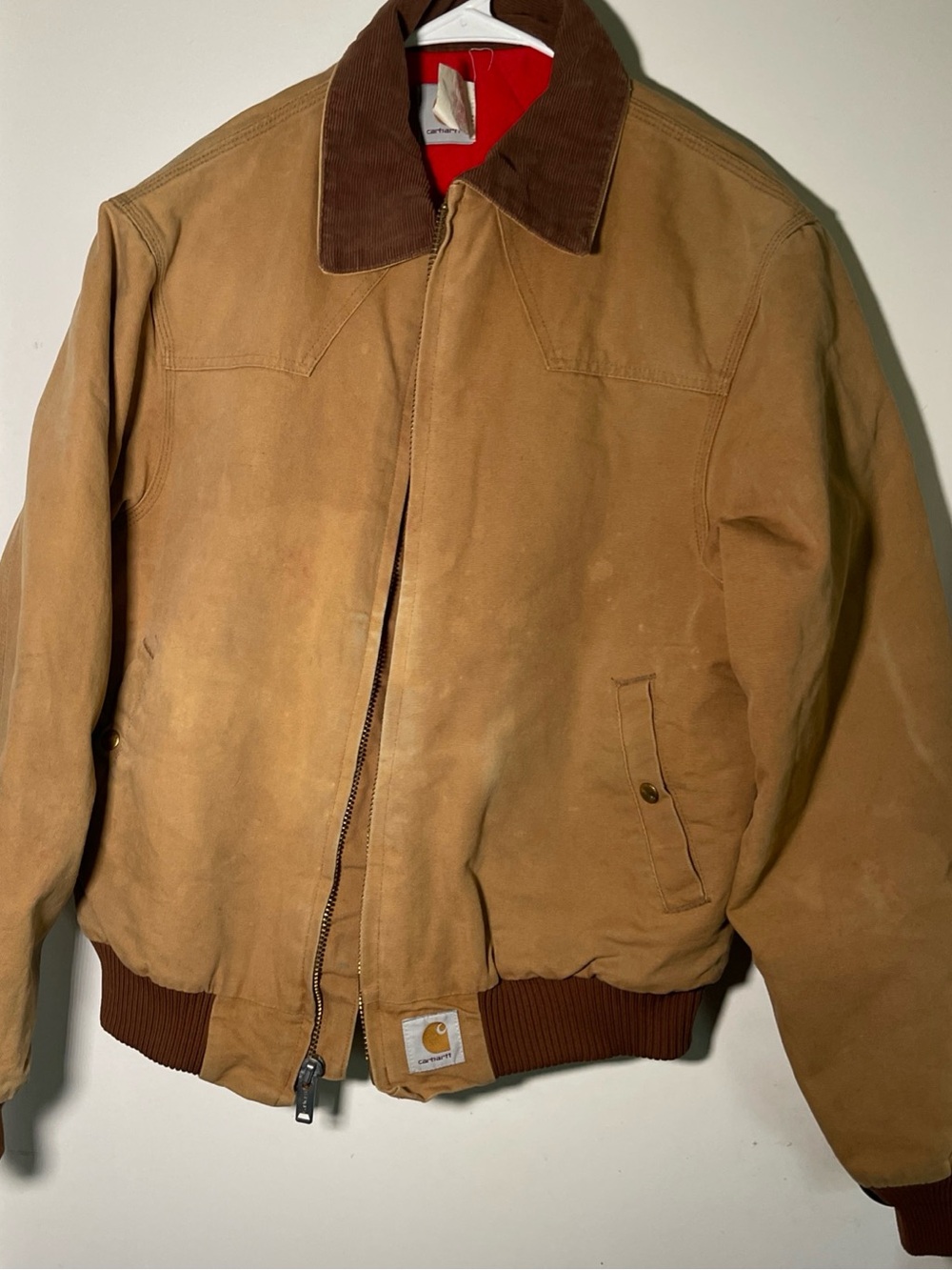 Vintage 1990 Carhartt JQ166 Santa Fe Jacket Tan Quilt Lined Made In USA Workwear